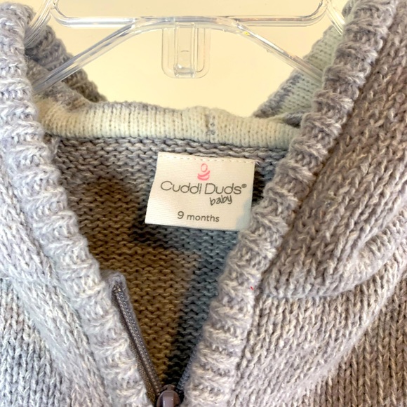 NWT Cuddl duds gray knit infant sleeper , size 9 mos - Picture 3 of 7